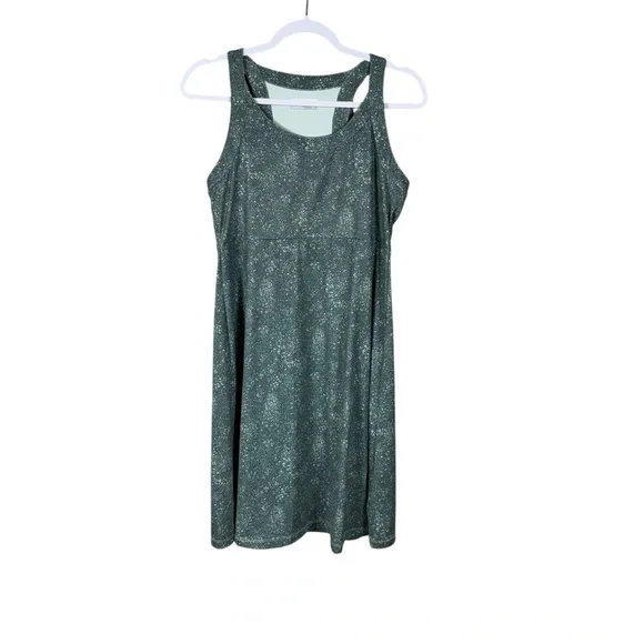 Columbia Green Splatter Sleeveless Cold Bay Dress Size Small UPF Outdoors Green - Picture 2 of 7